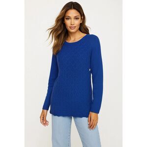 LOFT BLUE SCALLOPED HEMLINE CREW NECK LONG SLEEVES SWEATER SIZE: XL NWT